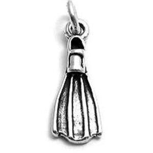 SWIM FIN CHARM IN 3D. STERLING SILVER
